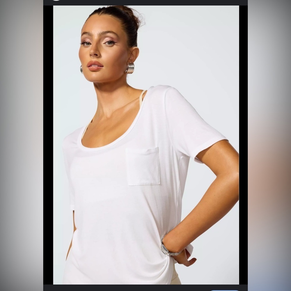 NWT TOGGERY Breeze Pocket Tee in White Made in USA Jersey Modal, Large